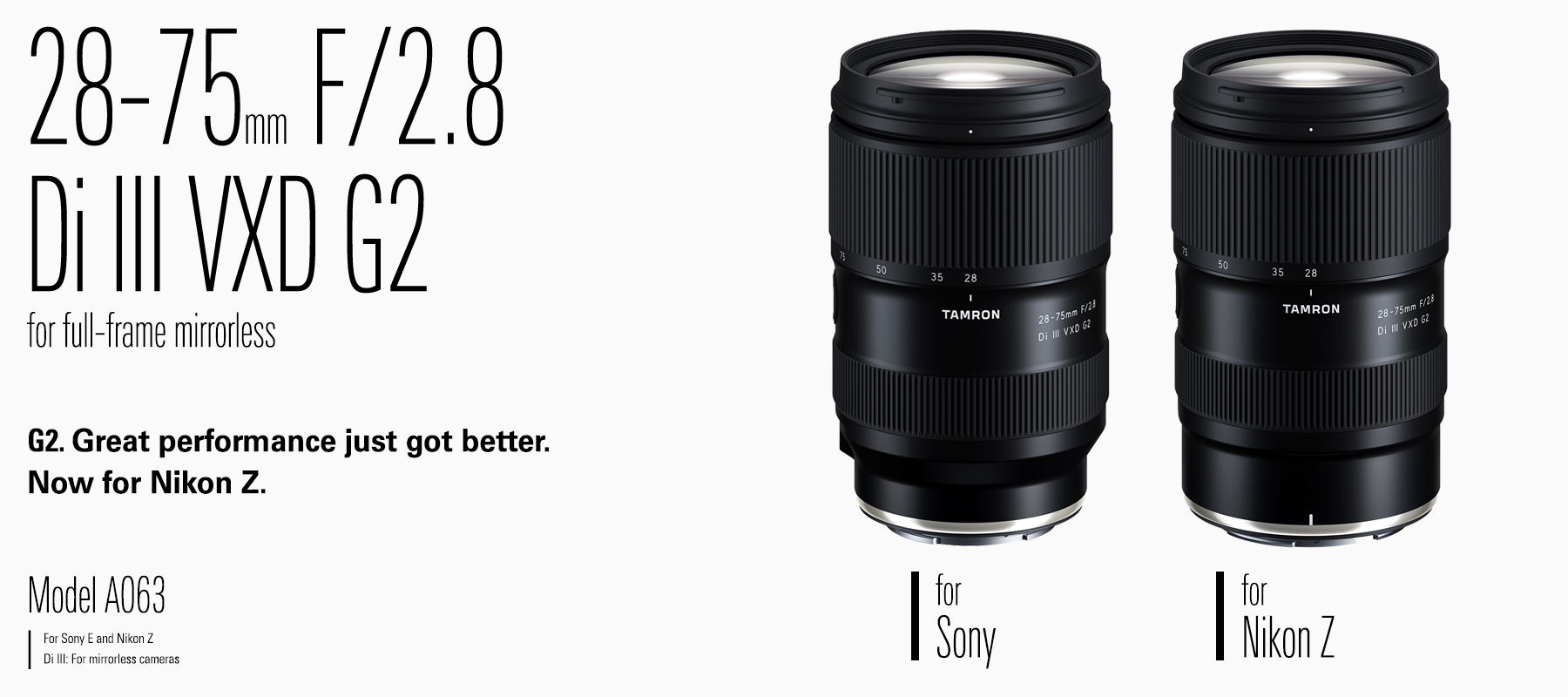 Product Page | 28-75mm F/2.8 Di III VXD G2 (Model A063) | E-mount |  Standard Zoom Lens - TAMRON